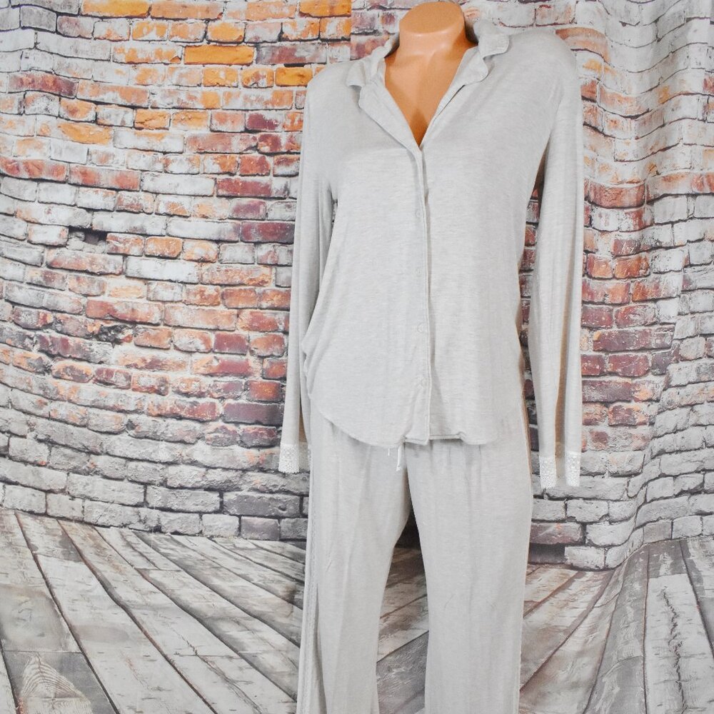 Victorias Secret Medium Modal  Pajama Set Lace Trim  Long Sleeve Pants